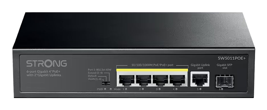 SW5011POE+ switch Gigabit Ethernet (10/100/1000) Energa sobre Ethernet (PoE) Montaje en pared/escritorio Negro