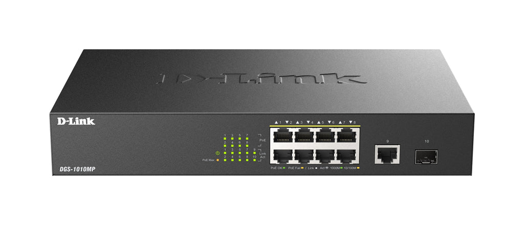 DGS-1010MP/E switch No administrado L2 Gigabit Ethernet (10/100/1000) Energa sobre Ethernet (PoE) 1U Negro