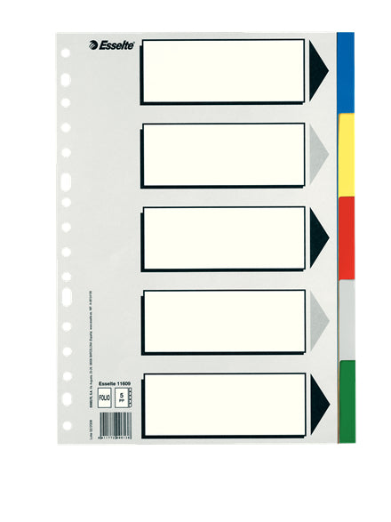 11609 lengeta de ndice Separador en blanco con pestaa Cartn  Polipropileno (PP) Multicolor