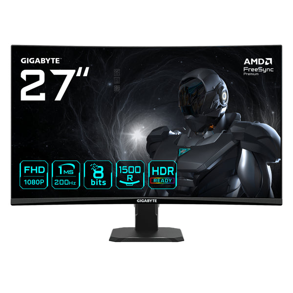 GS27FCA Monitor gaming curvo 27" FHD - 1920 x 1080  200Hz  1ms  250 cd/m  FreeSync Premium  HDR Ready  HDMI 2.0  DisplayPort 1.4