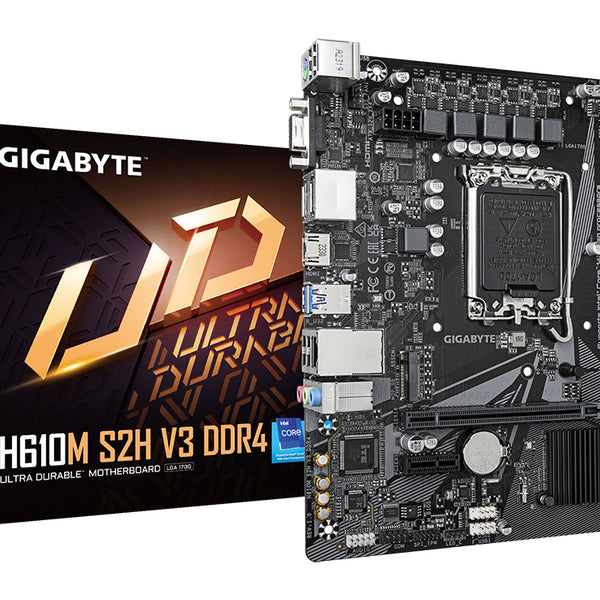 H610M S2H V3 DDR4 Placa base - Compatible con procesadores Intel Core 14th CPUs  4+1+1 Hybrid Digital VRM  up to 3200MHz DDR4  1xPCIe 3.0 M.2  GbE LAN   USB 3.2 Gen 1
