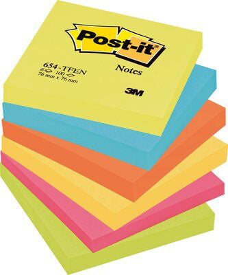 FT510283540 nota autoadhesiva Plaza Azul  Verde  Naranja  Rosa  Amarillo 100 hojas Autoadhesivo