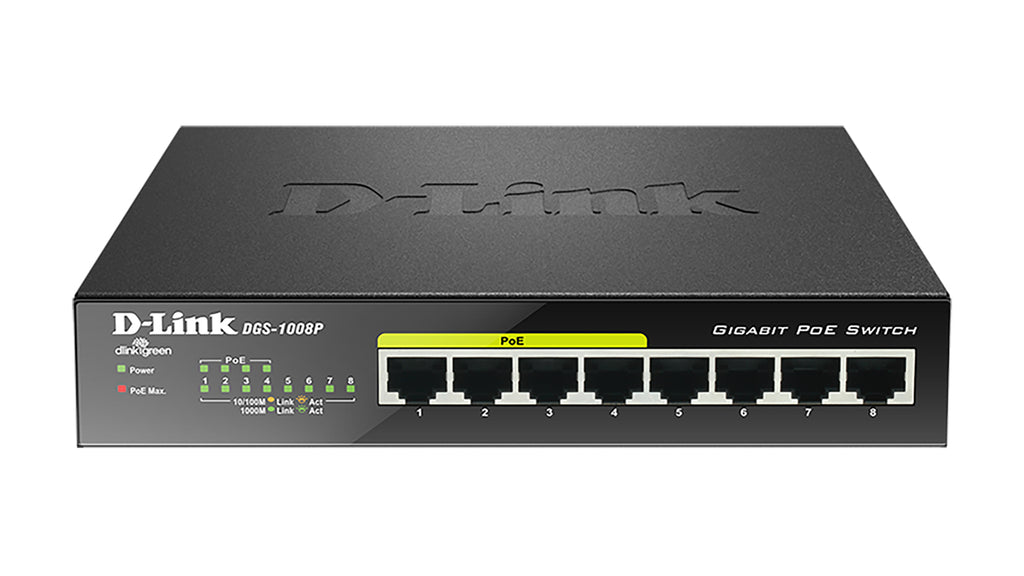 DGS-1008P switch No administrado Gigabit Ethernet (10/100/1000) Energa sobre Ethernet (PoE) Negro