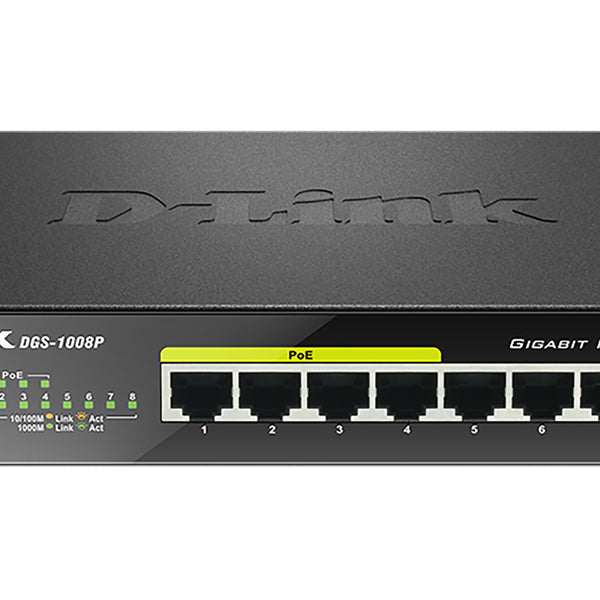 DGS-1008P switch No administrado Gigabit Ethernet (10/100/1000) Energa sobre Ethernet (PoE) Negro