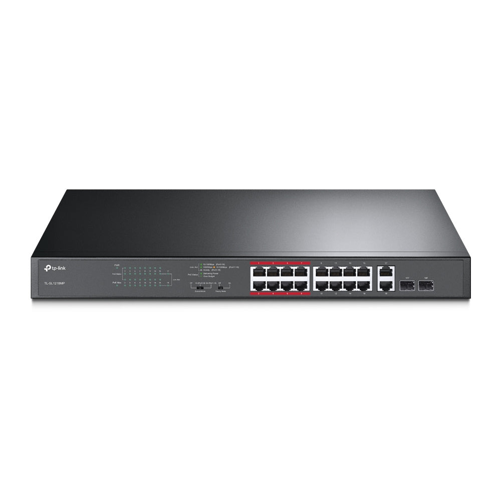 TL-SL1218MP No administrado Gigabit Ethernet (10/100/1000) Energa sobre Ethernet (PoE) 1U Negro