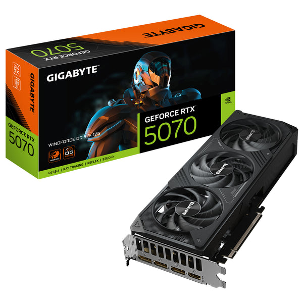 GeForce RTX 5070 WINDFORCE OC SFF 12G Tarjeta Grfica - 12GB GDDR7  192 bits  PCI-E 5.0  2542 MHz Core Clock  3 x DP 2.1a  1 x HDMI 2.1b  NVIDIA DLSS 4  GV-N5070WF3OC-12GD