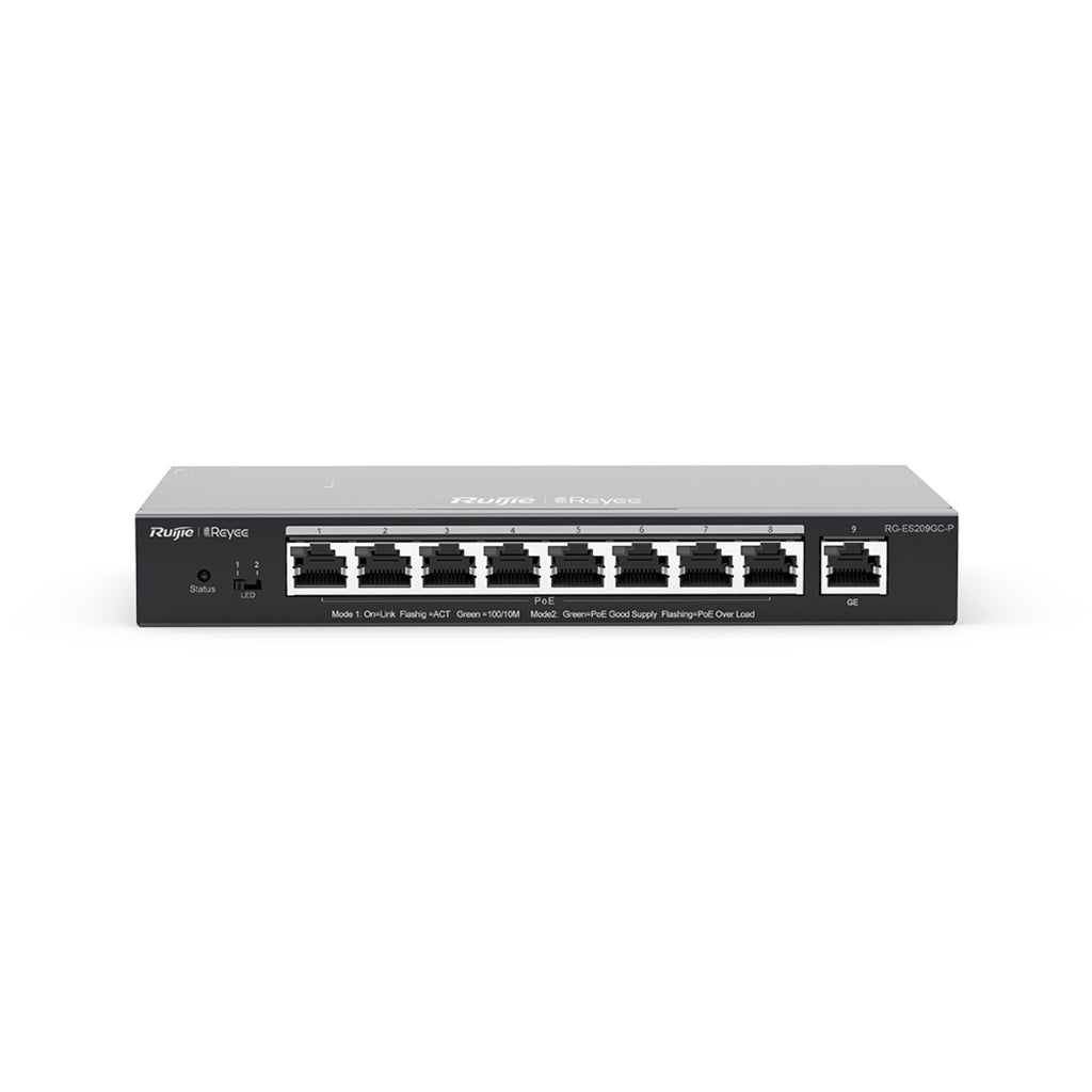 RG-ES209GC-P switch Gestionado Gigabit Ethernet (10/100/1000) Energa sobre Ethernet (PoE) Negro