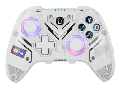 NXKROMKRYSTAL mando y volante Transparente  Blanco Bluetooth/USB Gamepad Analgico/Digital Android  Nintendo Switch  Nintendo Switch 2  PC  iOS