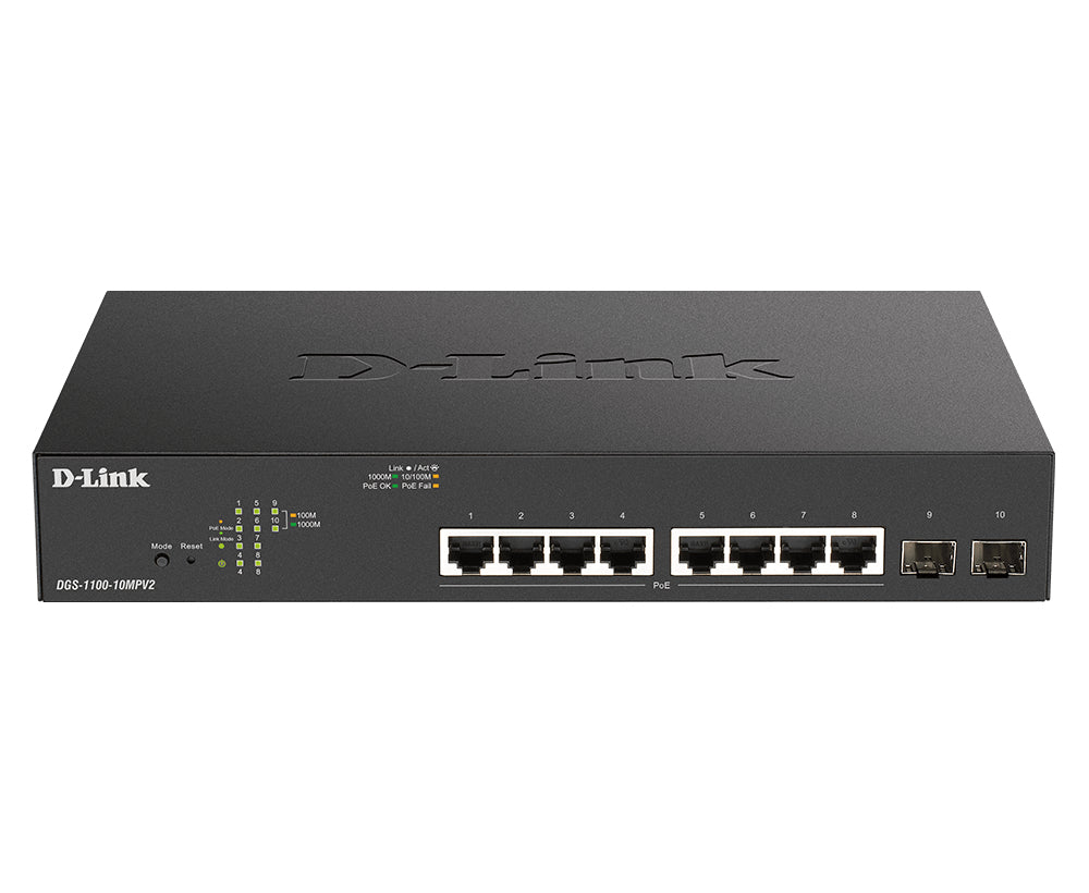 DGS-1100-10MPV2 switch Gestionado L2 Gigabit Ethernet (10/100/1000) Energa sobre Ethernet (PoE) 1U Negro