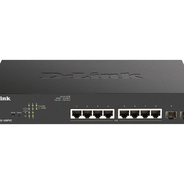 DGS-1100-10MPV2 switch Gestionado L2 Gigabit Ethernet (10/100/1000) Energa sobre Ethernet (PoE) 1U Negro