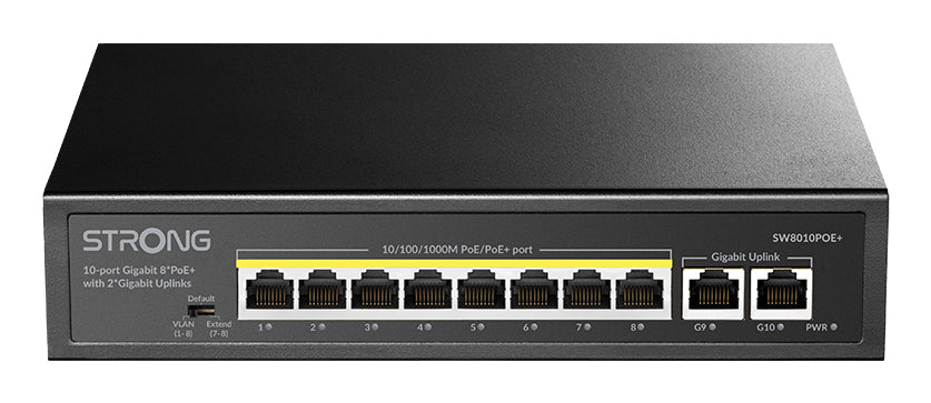 SW8010POE+ switch Gigabit Ethernet (10/100/1000) Energa sobre Ethernet (PoE) Escritorio Negro