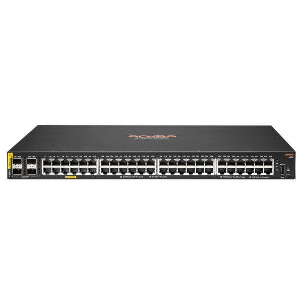 Aruba Networking 6100 48G Class4 PoE 4SFP+ 370W Gestionado L3 Gigabit Ethernet (10/100/1000) Energa sobre Ethernet (PoE) 1U Negro