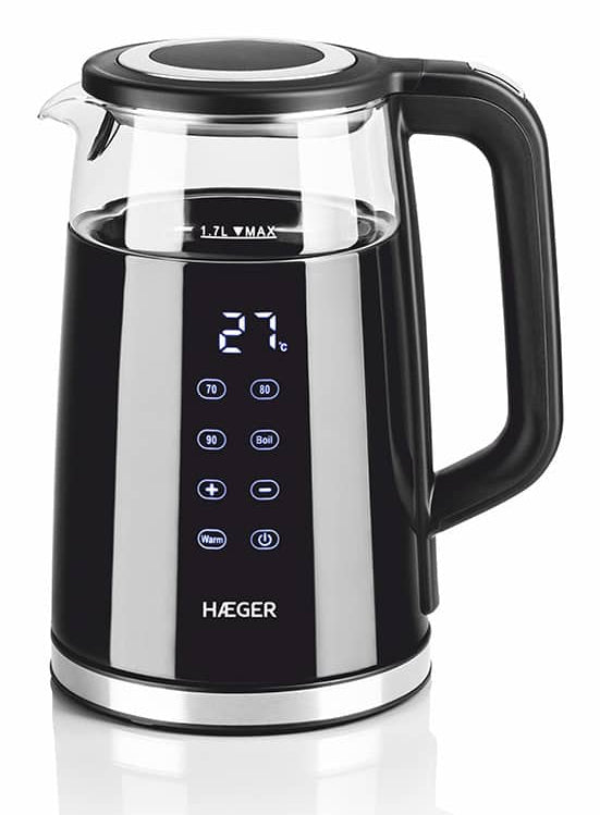 EK-DIG.028A tetera elctrica 1 7 L 2200 W Negro  Acero inoxidable  Transparente