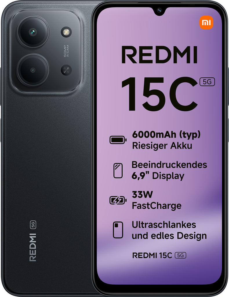 Redmi 15C 17 5 cm (6.9") 5G USB Tipo C 4 GB 128 GB 6000 mAh Negro