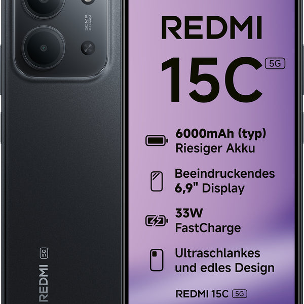 Redmi 15C 17 5 cm (6.9") 5G USB Tipo C 4 GB 128 GB 6000 mAh Negro