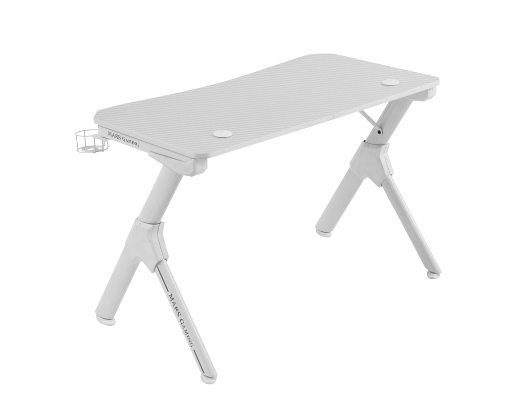 MGD  Mesa Ergonmica Gaming  Soporte Auriculares y Bebidas  Escritorio PC  110x60cm  Blanco