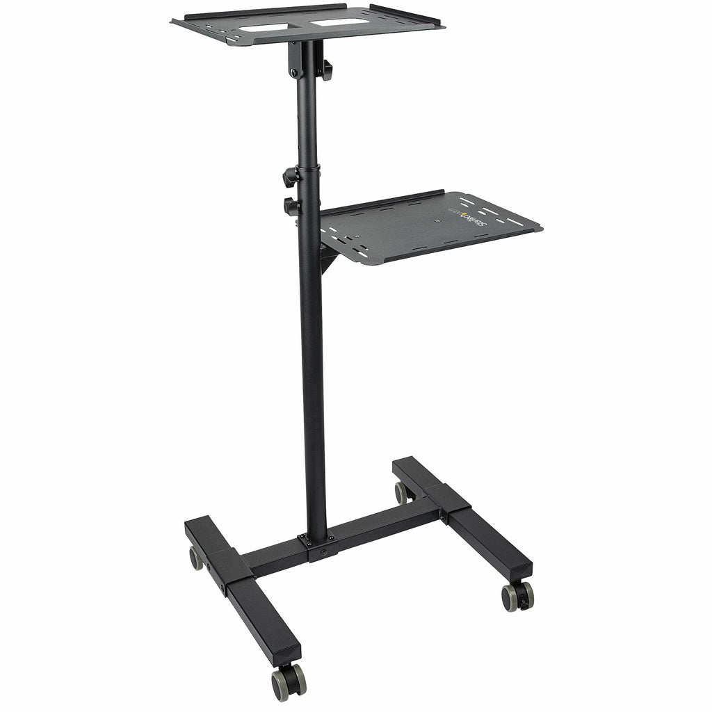 Soporte Mvil para Proyector y Ordenador Porttil - Carrito de Servicio Pesado para Proyector (2 Estantes) - de Altura Ajustable para Presentaciones - con Ruedas Bloqueables