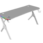 MGD140RGB  Mesa Ergonmica Gaming RGB  Soporte Auriculares y Bebida  Alfombrilla Ratn  140x60cm  Blanco