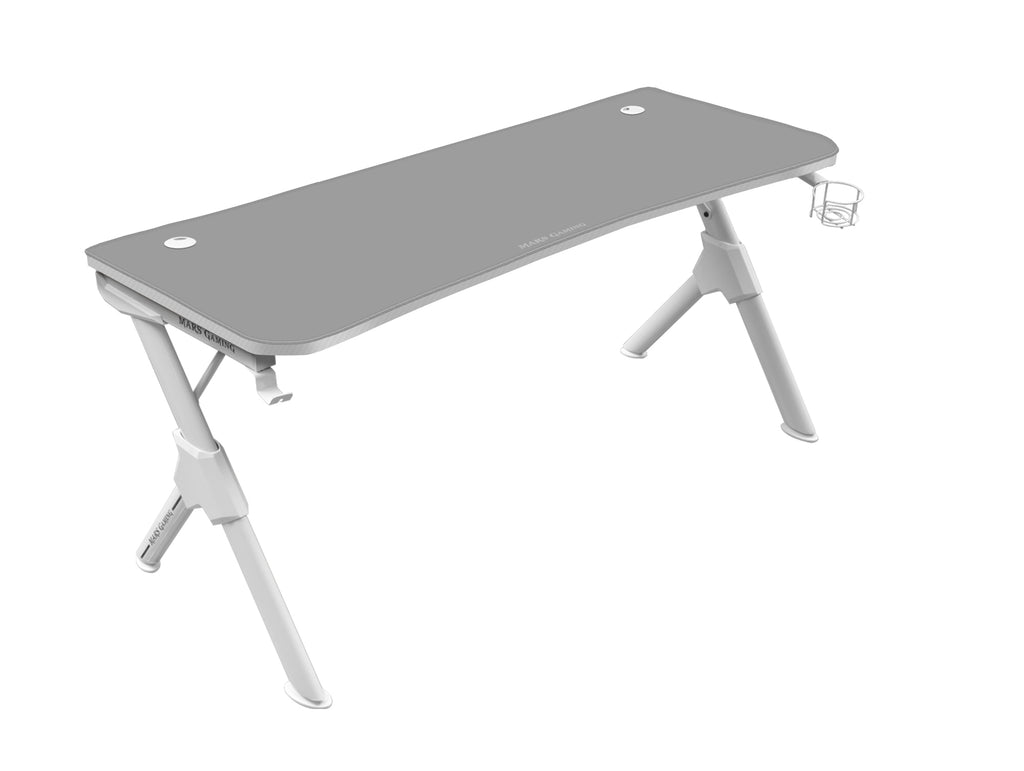 MGD140  Escritorio Ergonmica Gaming  Soporte Auriculares y Bebidas  Escritorio PC  140x60cm  Blanco