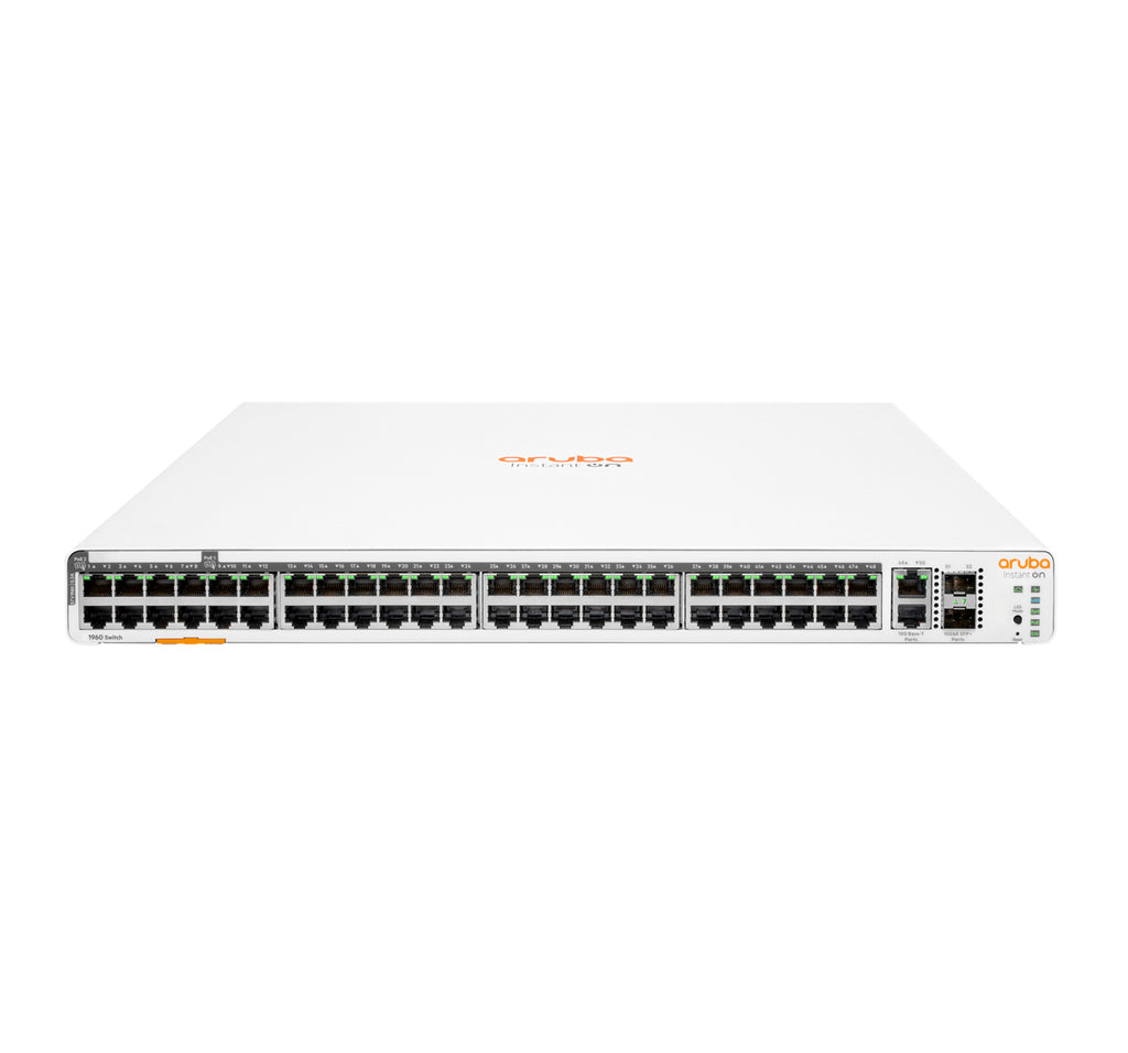 Aruba Networking Instant On 1960 48G 40p Class4 8p Class6 PoE 2XGT 2SFP+ 600W Gestionado L2+ Gigabit Ethernet (10/100/1000) Energa sobre Ethernet (PoE) 1U Blanco