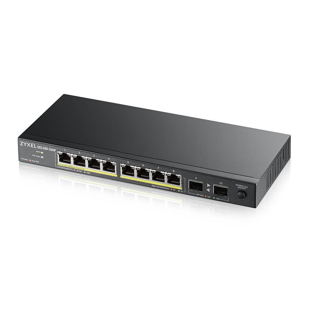 GS1100-10HP v2 No administrado Gigabit Ethernet (10/100/1000) Energa sobre Ethernet (PoE) Negro