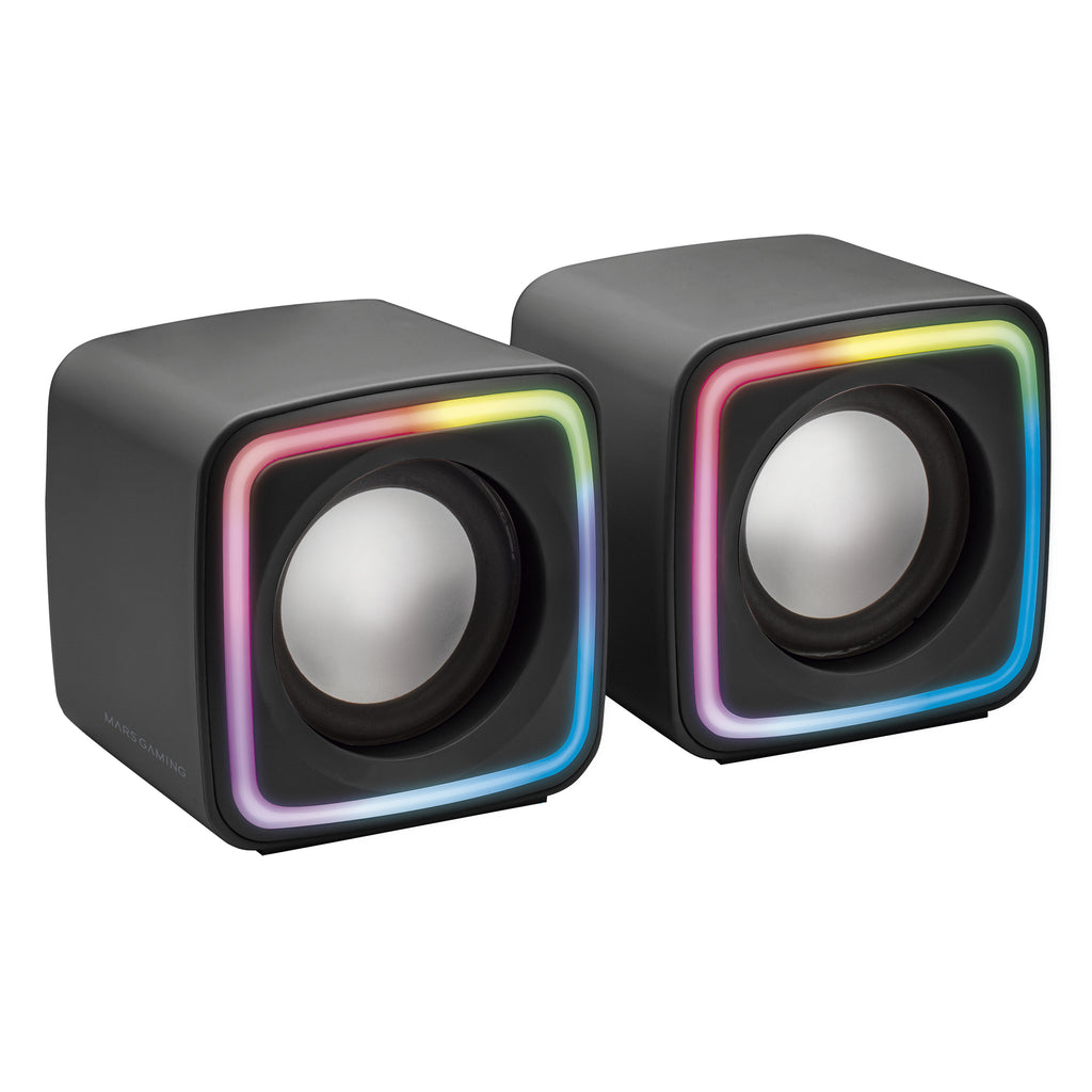 MSCUBE Negro  Altavoces Gaming RGB Compactos  Procesador Sonido DSP 8W  Control Volumen