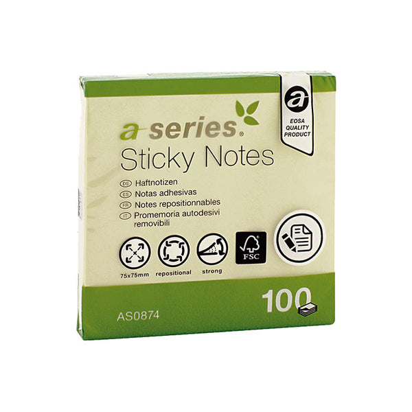 Bloc Notas Adhesivas 100h 75x75 Amarillo