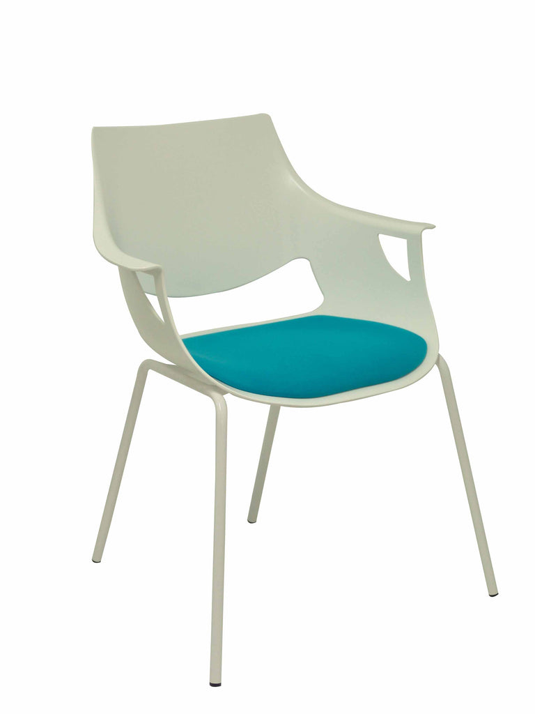 Pack 3 sillas Saceruela carcasa blanca asiento azul