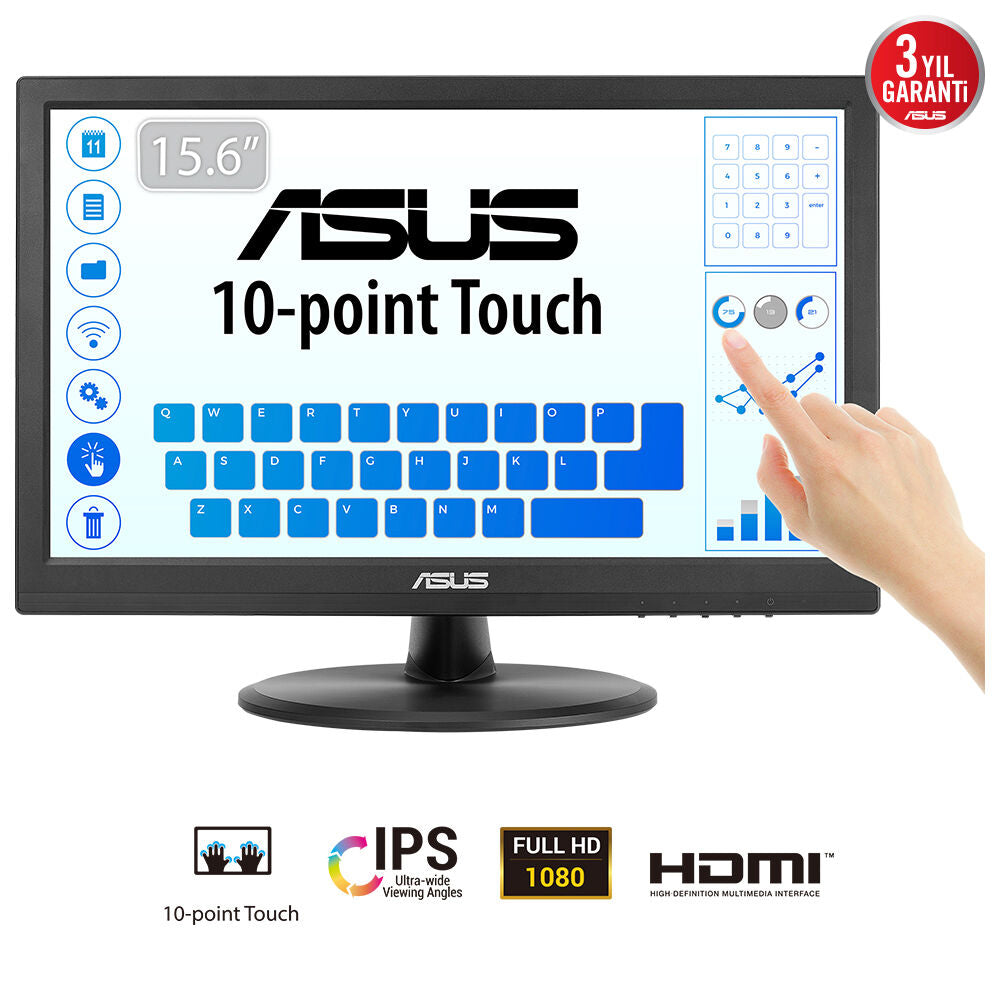 Touch VT169HE pantalla para PC 39 6 cm (15.6") 1920 x 1080 Pixeles Full HD LED Pantalla tctil Mesa Negro