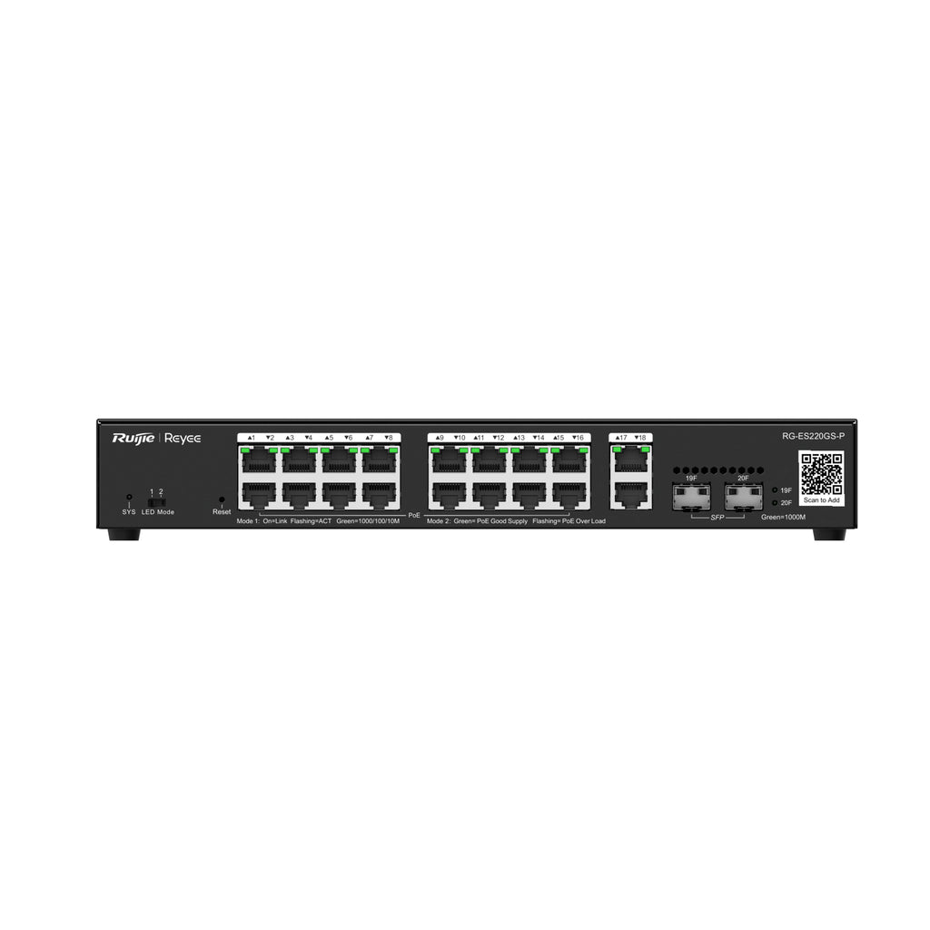 RG-ES220GS-P switch Gestionado L2 Gigabit Ethernet (10/100/1000) Energa sobre Ethernet (PoE) Negro