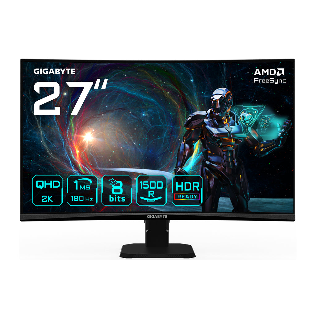 GS27QCA 27" Monitor Curvo para Gaming QHD - 2560 x 1440  180Hz  1ms  250 cd/m  FreeSync  HDR Ready  HDMI 2.0  DisplayPort 1.4