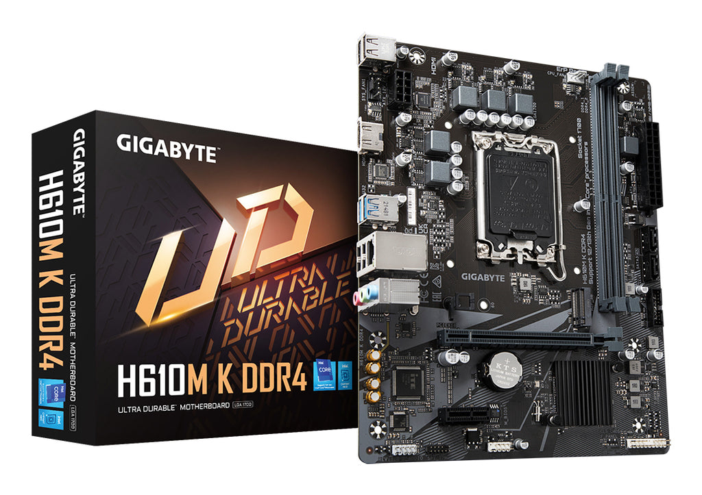 H610M K DDR4 Placa base - Compatible con procesadores Intel Core 14th Gen CPUs  3+1+1 Phases Hybrid Power Design  up to 3200MHz DDR4  1xPCIe 3.0 M.2  GbE LAN  USB 3.2 Gen 1