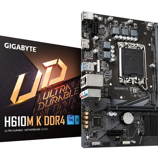 H610M K DDR4 Placa base - Compatible con procesadores Intel Core 14th Gen CPUs  3+1+1 Phases Hybrid Power Design  up to 3200MHz DDR4  1xPCIe 3.0 M.2  GbE LAN  USB 3.2 Gen 1