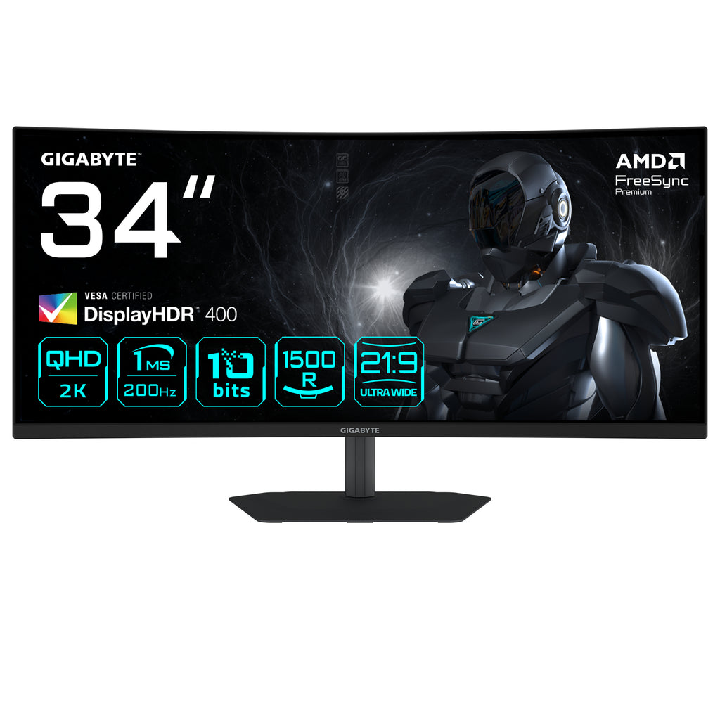 G34WQC2 Monitor Gaming Curvo 34 WQHD - 3440 x 1440  1500R  200Hz  1ms  450 cd/m  AMD FreeSync Premium  DisplayHDR 400  HDMI 2.0  Displayport 1.4