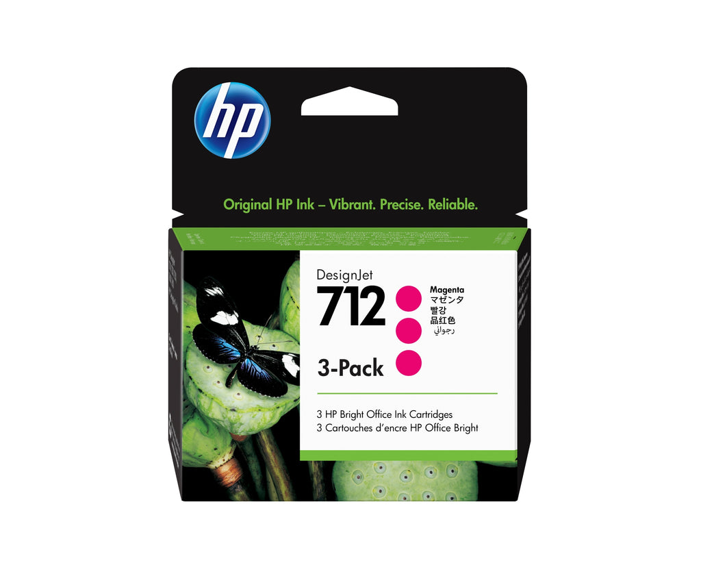 Paquete de 3 cartuchos de Tinta DesignJet 712 magenta de 29 ml