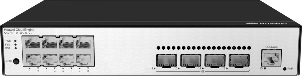 CloudEngine S5735-L8T4S-A-V2 Gestionado L3 Gigabit Ethernet (10/100/1000) 1U Negro  Plata