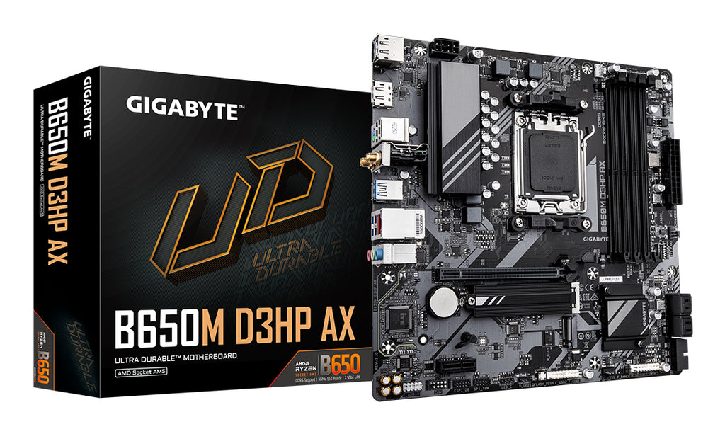 B650M D3HP AX Placa base - AMD Ryzen serie 9000  VRM de 5+2+2 fases  hasta 8000 MHz DDR5 (OC)  2xPCIe 4.0 M.2  WIFI 6E  LAN 2 5 GbE  USB 3.2 Gen 1