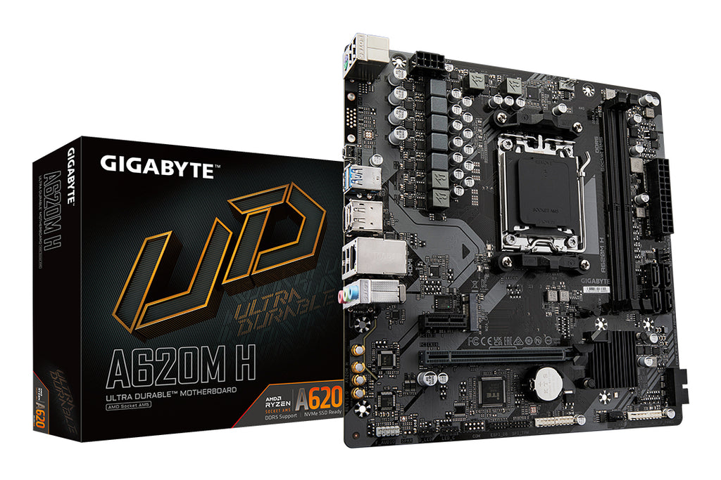 A620M H Placa base - Soporta CPUs AMD Ryzen 8000  VRM digital de 5+2+2 fases  hasta 7200MHz DDR5 (OC)  1xPCIe 4.0 M.2  LAN GbE  USB 3.2 Gen 1