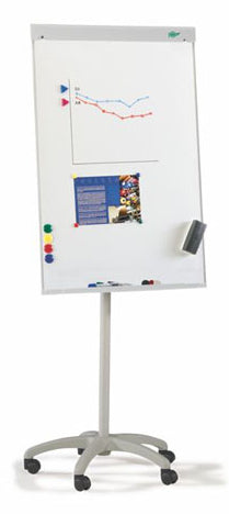 Caballete metlico blanco con ruedas 70x102 cm.