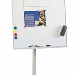 Caballete metlico blanco con ruedas 70x102 cm.