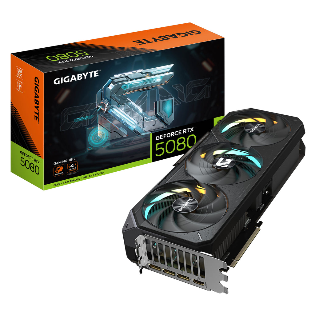 GeForce RTX 5080 GAMING 16G Tarjeta Grfica - 16GB GDDR7  256 bits  PCI-E 5.0  2617MHz Core Clock  3 x DisplayPort  1 x HDMI  NVIDIA DLSS 4  GV-N5080GAMING-16GD