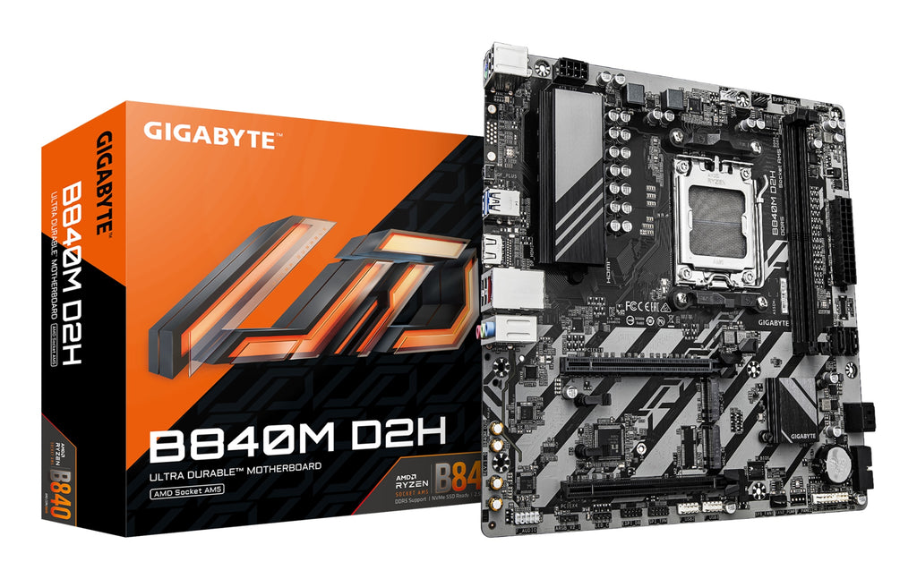 B840M D2H Placa base - Procesadores AMD Ryzen 9000  VRM de 5+2+2 fases  hasta 7600 MHz DDR5  1xPCIe 4.0 + 1xPCIe 3.0 M.2  LAN 2.5GbE  USB 3.2 Gen 1