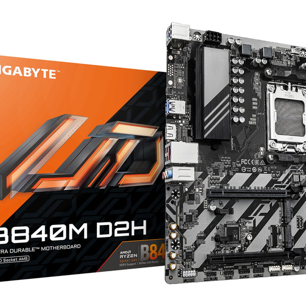 B840M D2H Placa base - Procesadores AMD Ryzen 9000  VRM de 5+2+2 fases  hasta 7600 MHz DDR5  1xPCIe 4.0 + 1xPCIe 3.0 M.2  LAN 2.5GbE  USB 3.2 Gen 1