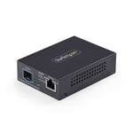 Conversor de Medios de Fibra ptica Multigigabit 10GbE con SFP+ Abierto - Cobre a SFP+ 10GBASE-X - 10G/5G/2 5G/1G/100M - Monomodo - Multimodo - Tramas Jumbo de 16K - TAA