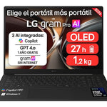 Gram Pro 16Z90U 16" Copilot+ PC Intel Core Ultra X7 358H Porttil 40 6 cm (16") WQXGA+ 32 GB LPDDR5x-SDRAM 512 GB SSD Windows 11 Home Negro  Carbono Espaol