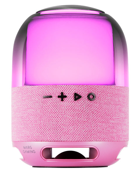 MS-FLOW  Altavoz Porttil Bluetooth 15W  Iluminacin Orbilight RGB 360  Sonido Potente con Driver DeepBass 57mm  Altavoz Gaming Compacto con Bluetooth 5.3 y MicroSD  Rosa