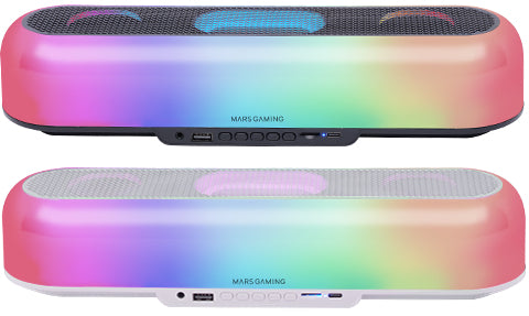 MSB-ORB  Altavoz Porttil + Barra de Sonido 20W  Iluminacin Orbilight RGB 360  Soundbar con Sistema de Triple Driver  Altavoces Gaming Bluetooth 5.3 / USB / MicroSD / AUX / FM  Negro