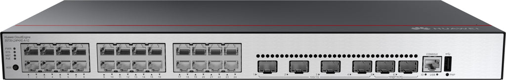 CloudEngine S5735-L24P4XE-A-V2 Gestionado L3 Gigabit Ethernet (10/100/1000) Energa sobre Ethernet (PoE) 1U Negro  Plata