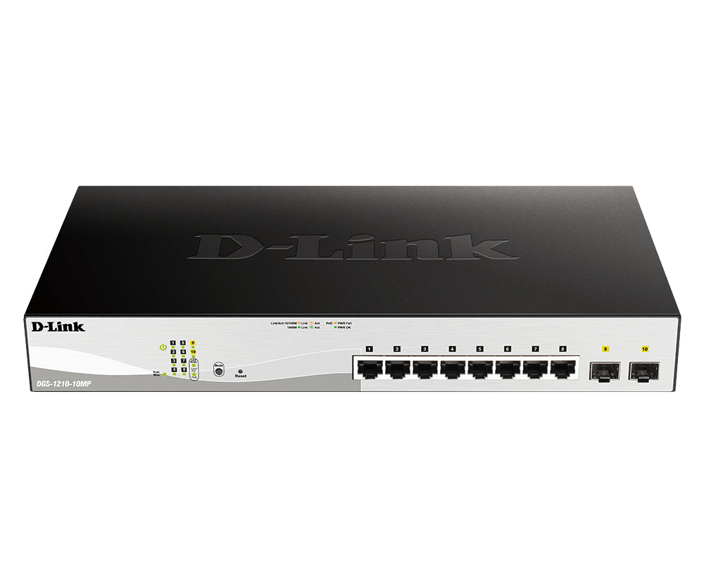 DGS-1210-10MP Gestionado L2 Gigabit Ethernet (10/100/1000) Energa sobre Ethernet (PoE) Negro  Gris