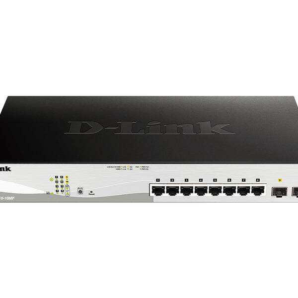 DGS-1210-10MP Gestionado L2 Gigabit Ethernet (10/100/1000) Energa sobre Ethernet (PoE) Negro  Gris